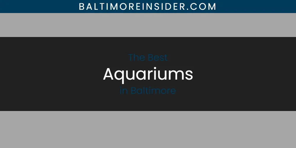 The Absolute Best Aquariums in Baltimore  [Updated 2025]